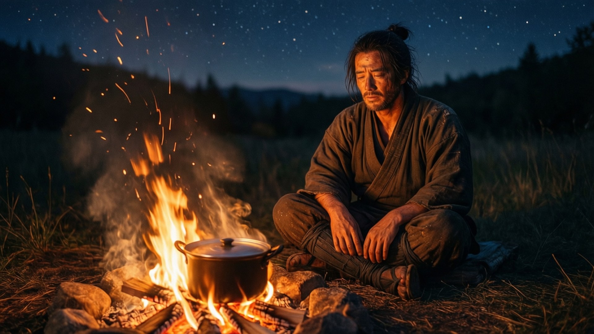 Campfire Rest Night by Wallpapers.art Studio