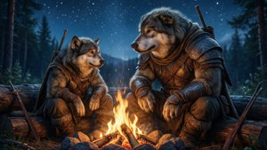Campfire Under Stars