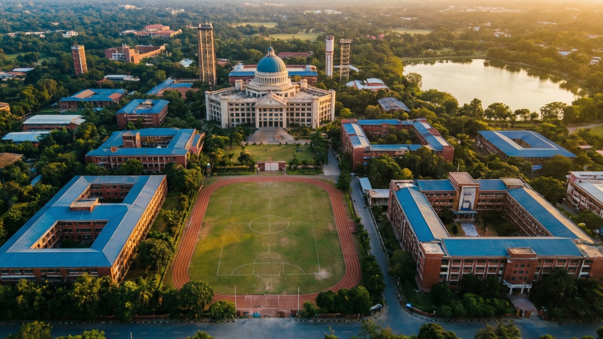 Campus Aerial Majesty by Wallpapers.art Studio