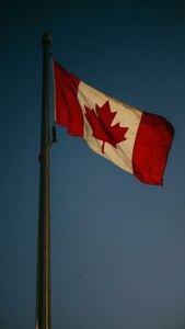 Canadian Flag at Dusk