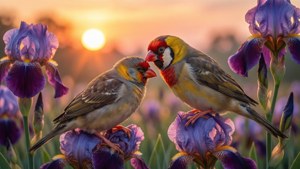 Canary Love in Irises