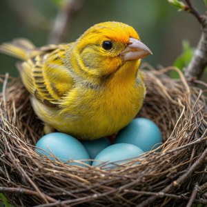 Canary Nest with Eggs