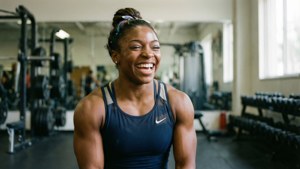 Candid Laugh in Gym