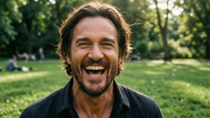 Candid Laugh Outdoors