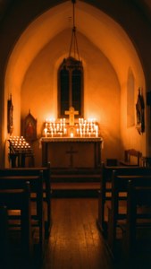 Candlelit Chapel Interior