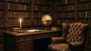 Candlelit Library Study