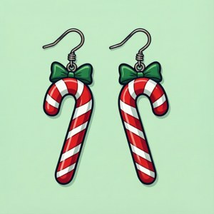 Candy Cane Earrings Vector
