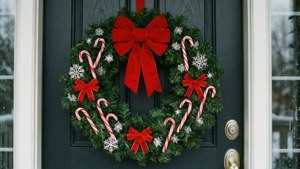 Candy Cane Wreath Door