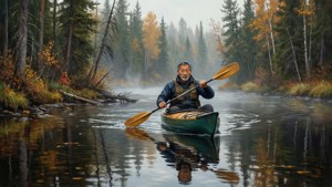 Canoe Through Boreal Forest
