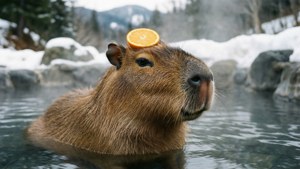 Capybara in Hot Spring
