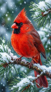 Cardinal in Snow