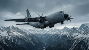 Cargo Plane Snowy Peaks