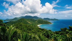 Caribbean Island Hills and Sea