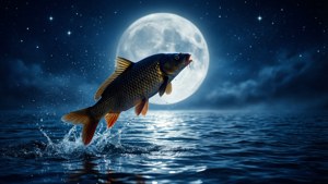 Carp Leaping at Moon