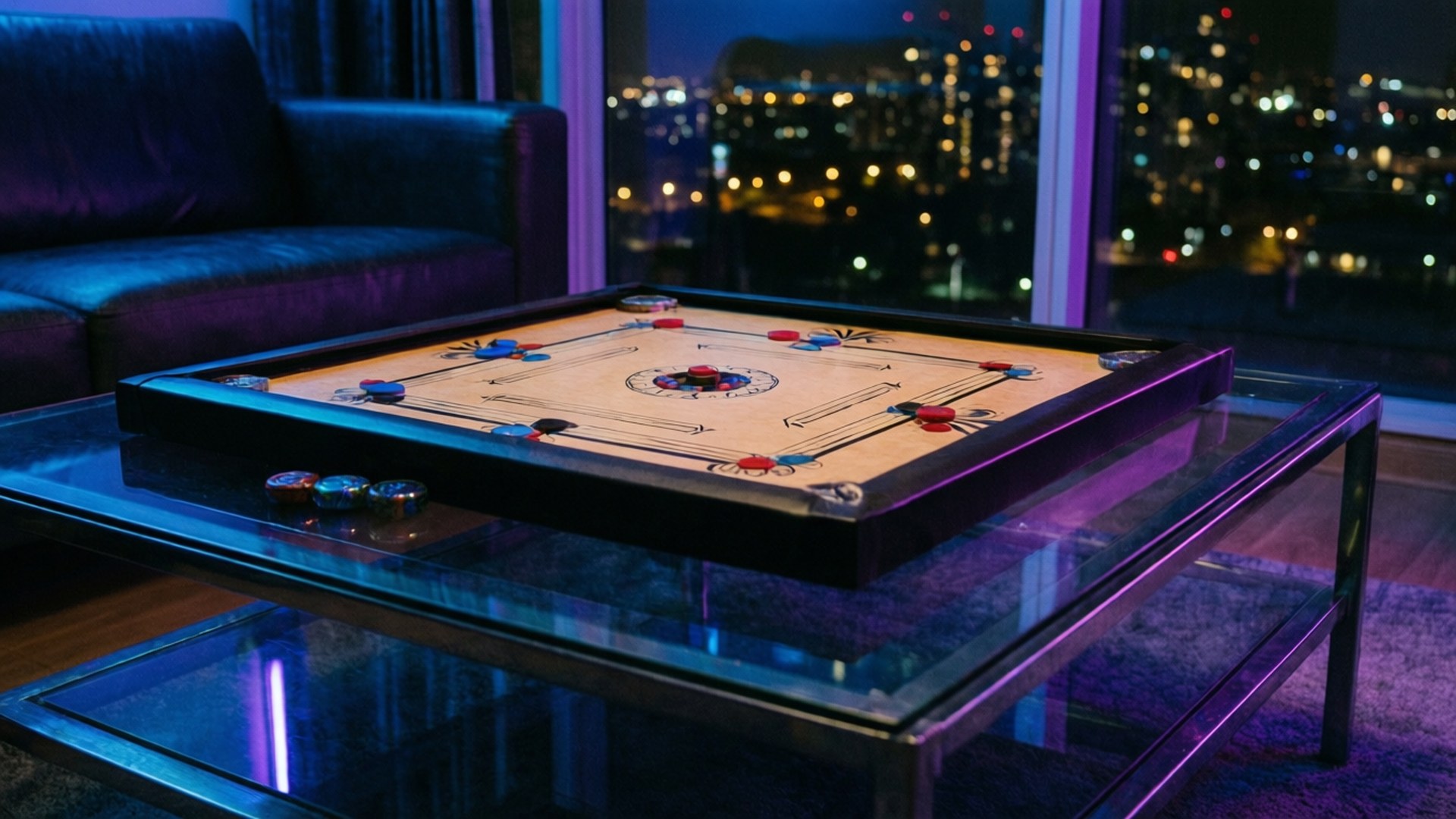 Carrom Under City Lights by Wallpapers.art Studio