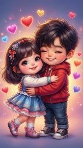 Cartoon Couple Hug
