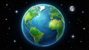 Cartoon Earth and Moon