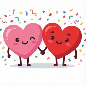 Cartoon Hearts Couple