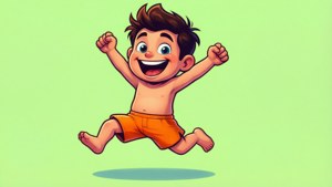 Cartoon in Orange Shorts