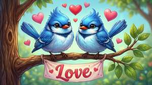Cartoon Lovebirds