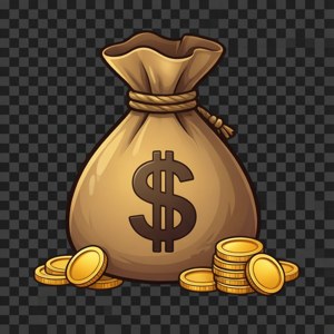 Cartoon Money Bag with Coins