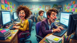 Cartoon Office Hustle