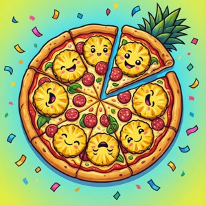 Cartoon Pineapple Pizza Fun