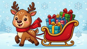 Cartoon Reindeer Sleigh