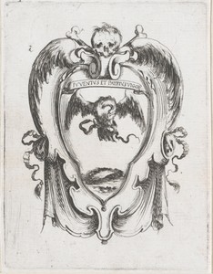 Cartouche met adelaar met slang in zijn klauwen