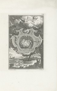 Cartouche met de aanbidding van het Christuskind