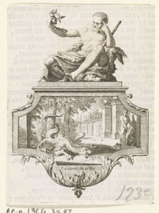 Cartouche met Hercules en Ladon