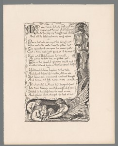 Cartouche met kinderen bij een sfinx en man bij een gevleugeld figuur
