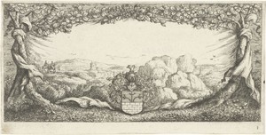 Cartouche met landschap