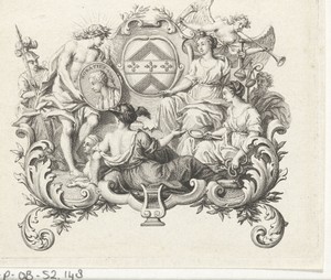 Cartouche met portretmedaillon van Horatius