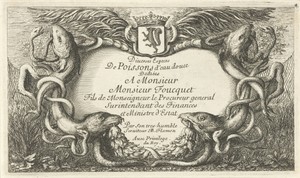 Cartouche met vissen en waterslangen