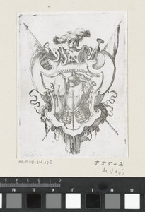 Cartouche met wapenrusting