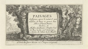Cartouche op overgroeide ruïne