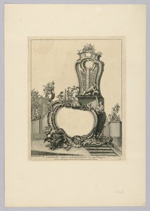 Cartouche Representing a Fountain and Gardening