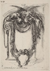 Cartouche Suspended from Corpses