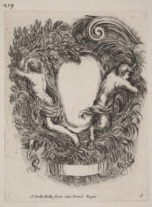 Cartouche with Apollo and Pan