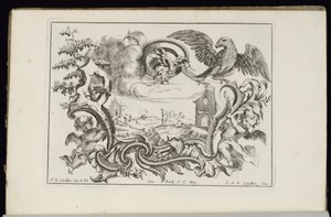 Cartouche with Dragon and Bird