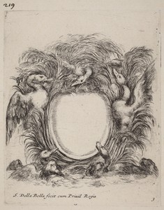 Cartouche with Ducks and Dogs