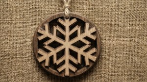 Carved Wooden Snowflake Ornament