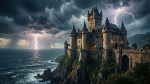 Castle on Cliff Storm