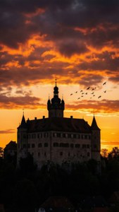 Castle Sunset Silhouette
