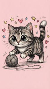 Cat and Yarn Doodle