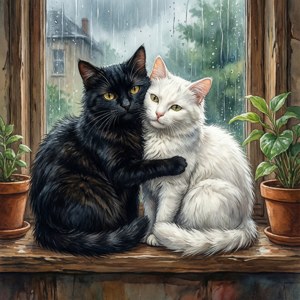 Cat Besties Cuddling