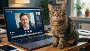 Cat Crash Zoom Call