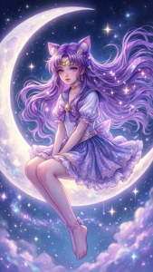 Cat Girl Crescent Moon