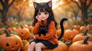 Cat Girl Pumpkin Patch